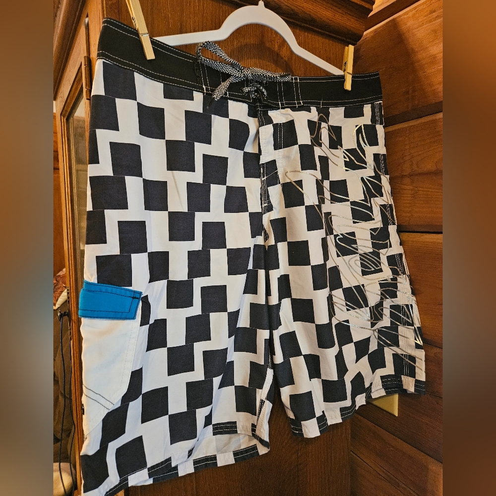 Rusty Checkered Men's Board Shorts Size 32